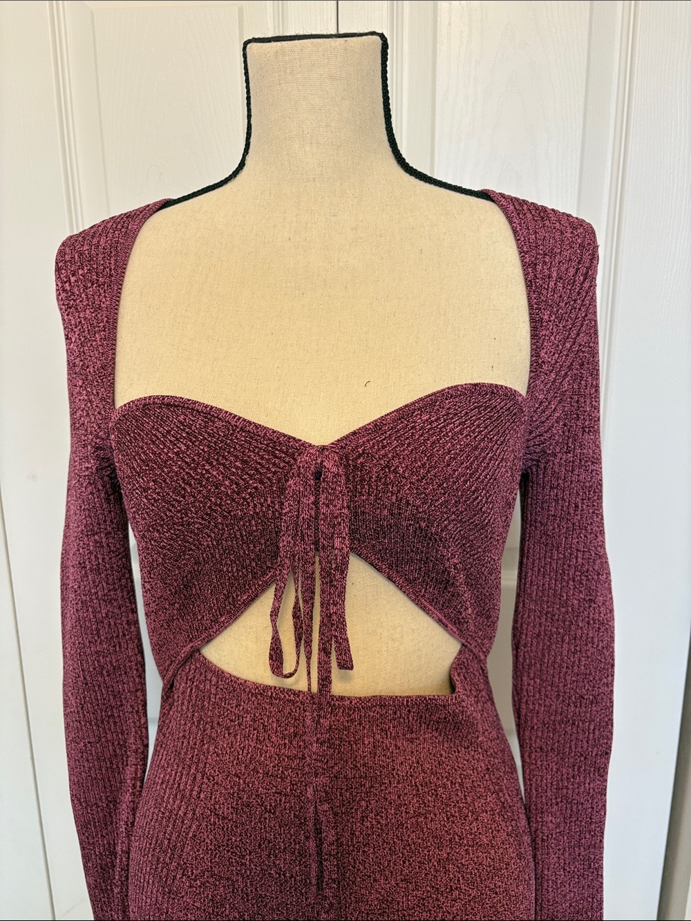 NWOT Simkhai Jonathan Simkhai Danika Cutout Knit Mini Dress Plum Berry. Sz M,L,X - Picture 3 of 8
